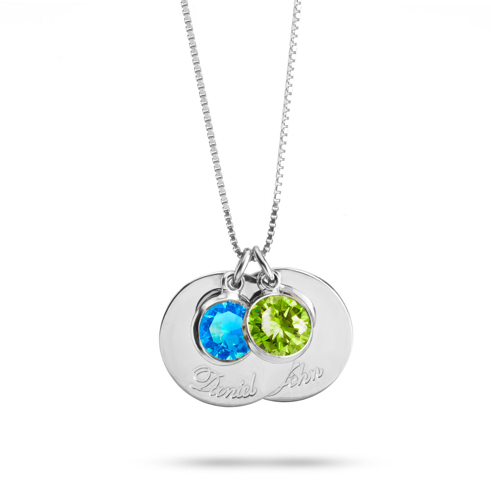 Birthstone Disc Necklace for Mom