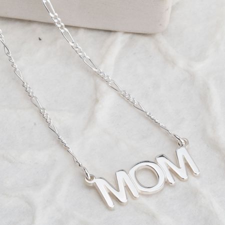 Mom Necklace with Figaro Chain