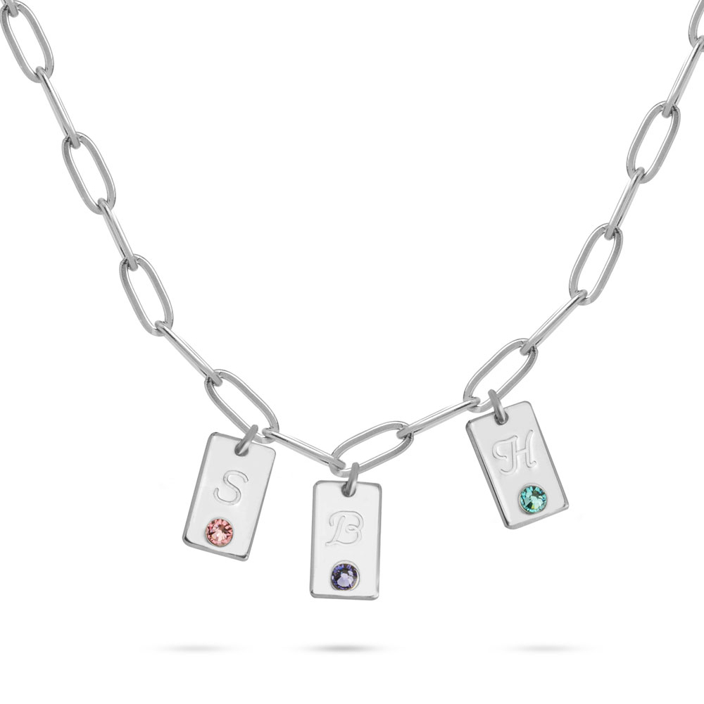 Initial Birthstones Necklace for Mom