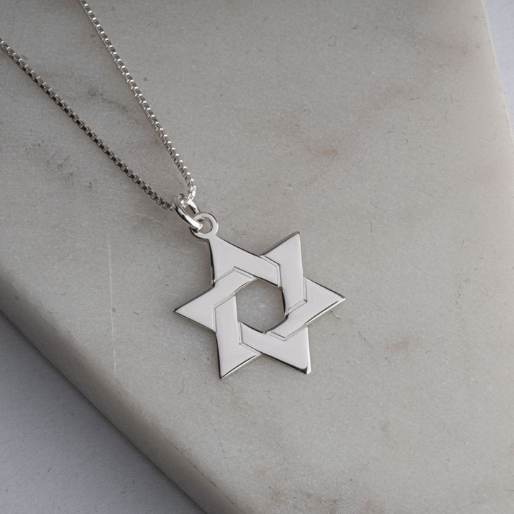 thumbnail image 2 of 24 Inch Stainless Steel Star Of David Pendant Necklace - Jewish Israel Chain 2 of 6