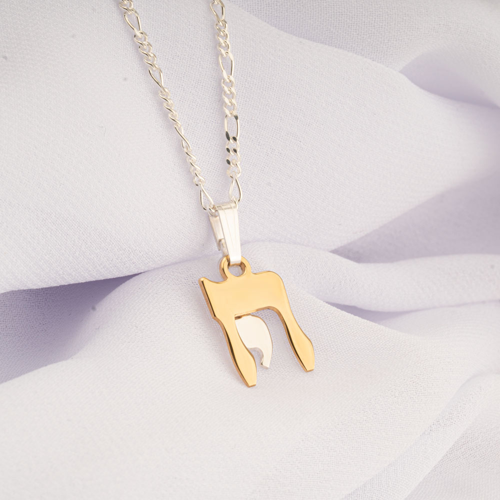 Chai Hebrew Two Tone Necklace