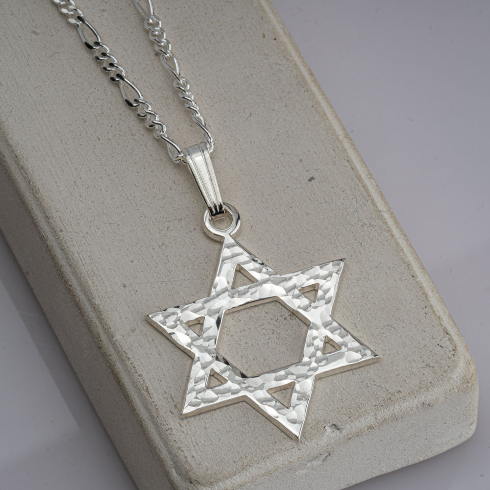 Hammered Star of David Necklace 