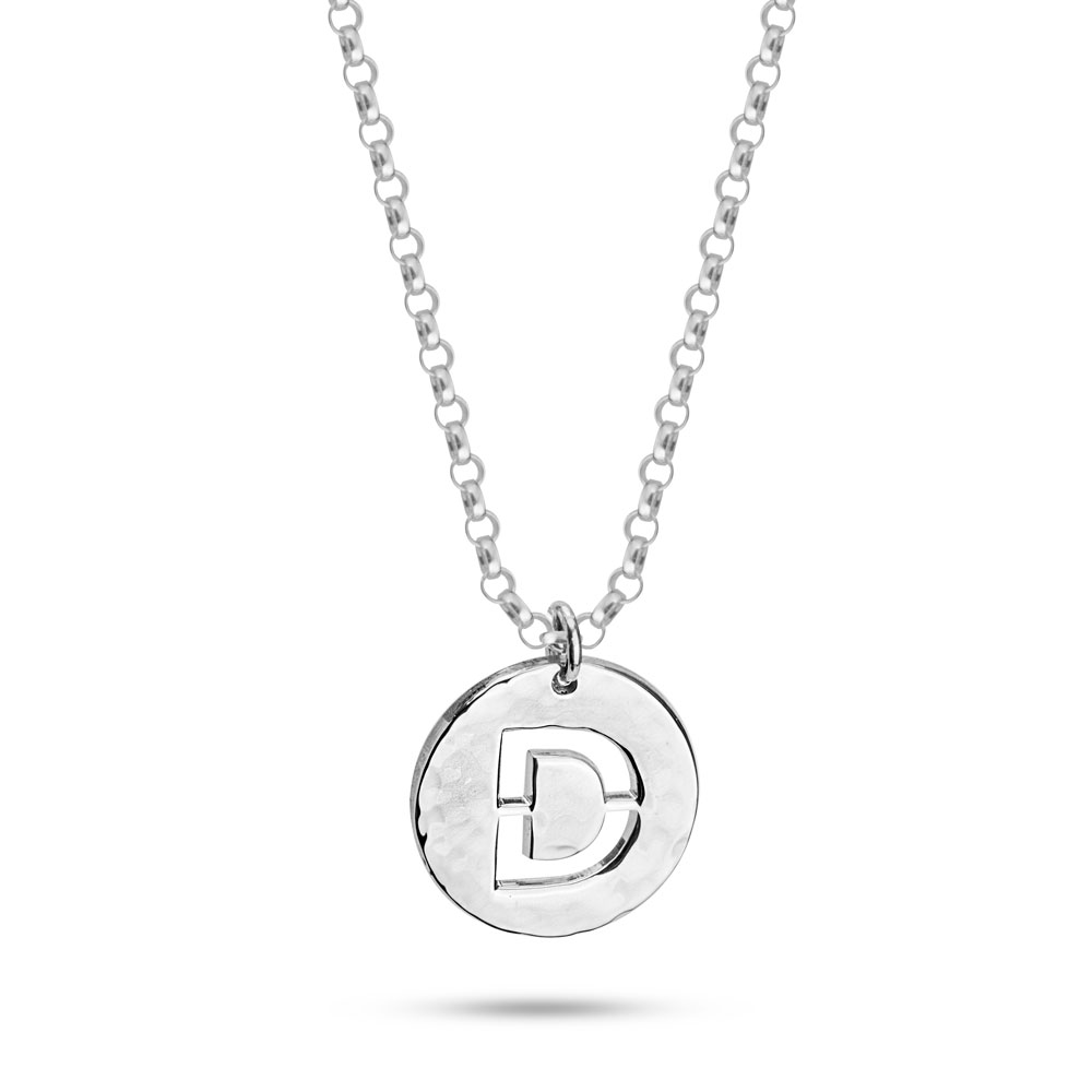 Hammered Initial Disc Necklace