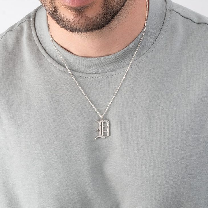 Hammered Initial Necklace - Old English model