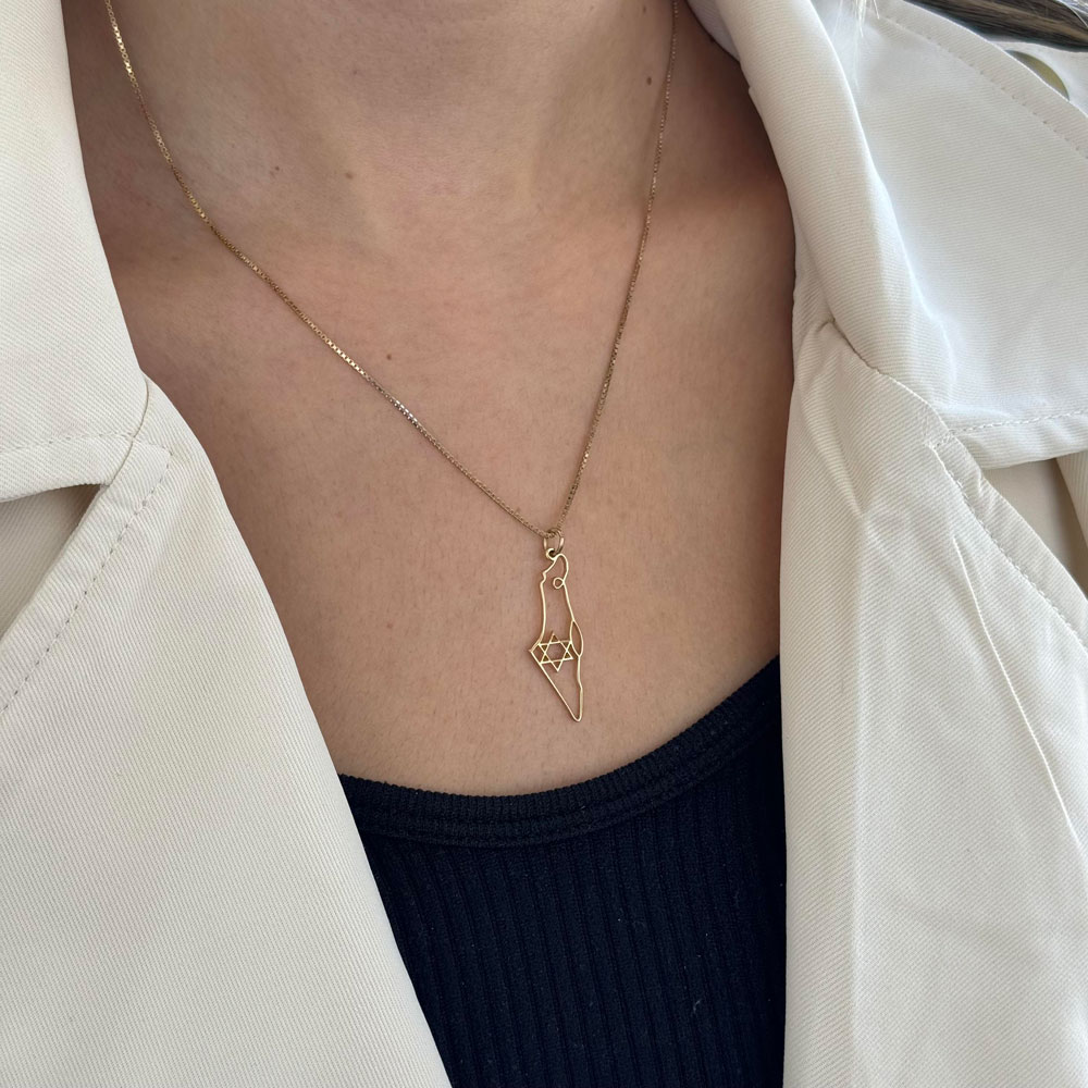 Dainty 14K Gold Israel Necklace
