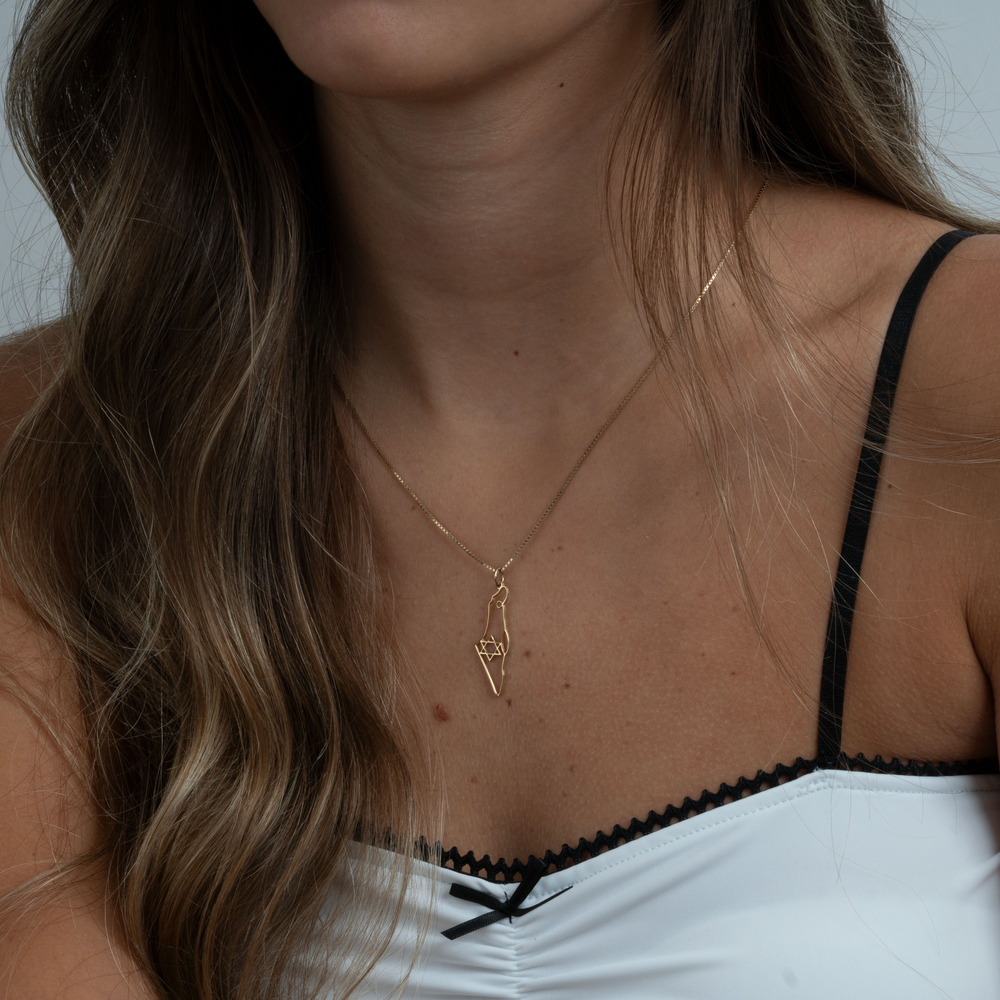 Dainty 14K Gold Israel Necklace