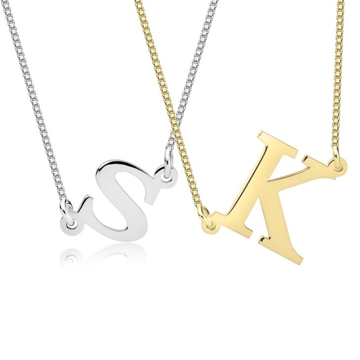 14k Gold Sideways Initial Necklace information