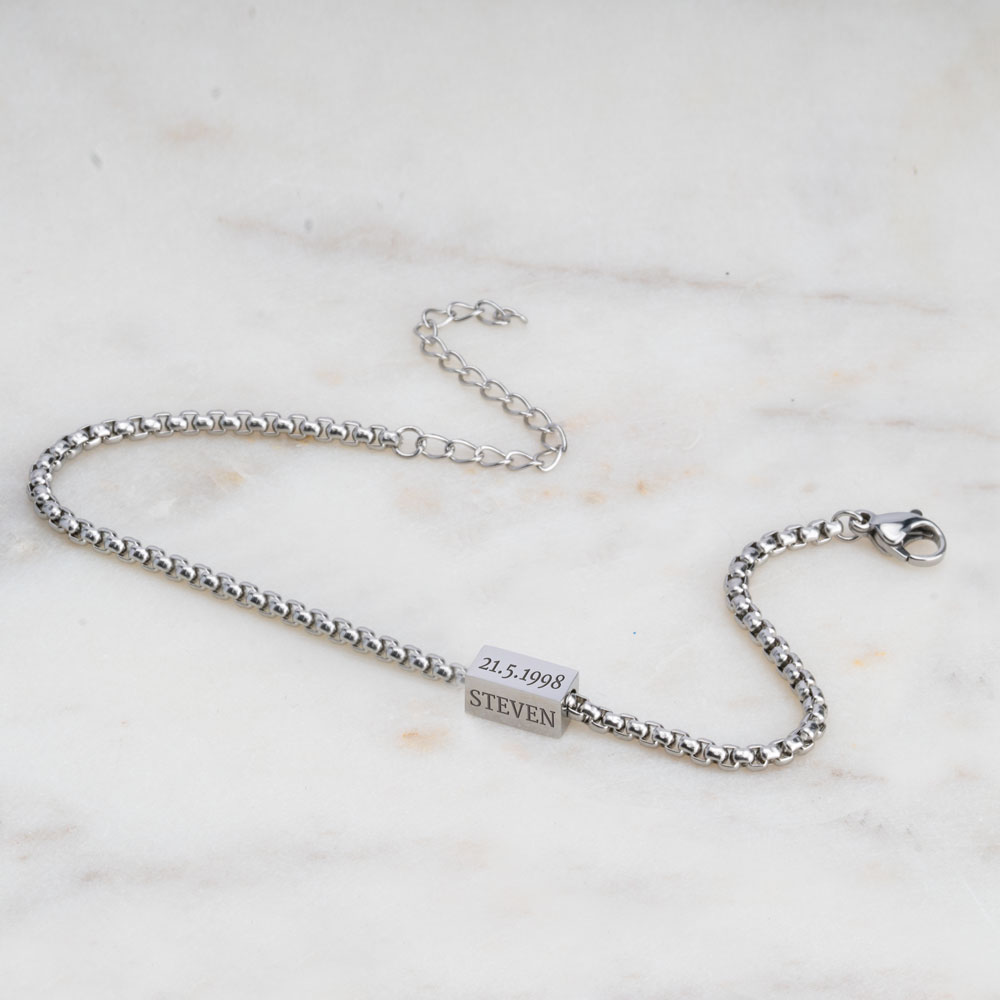 Engraved Bar Bracelet for Men