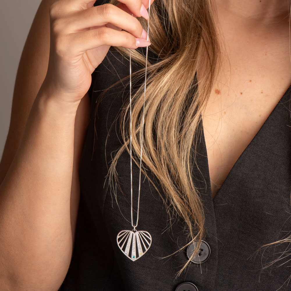 Mother's Heart Necklace with Children's NamesMother's Heart Necklace with Children's Names and Birth