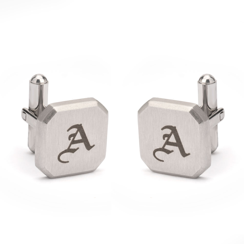 Men's Silver Cufflinks with Initials Engraved