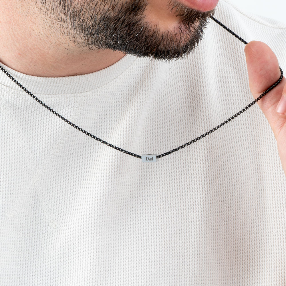 Two Tone Engraved Necklace For Men