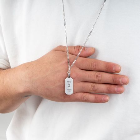 Enamel Black Tag Necklace - Hidden Message