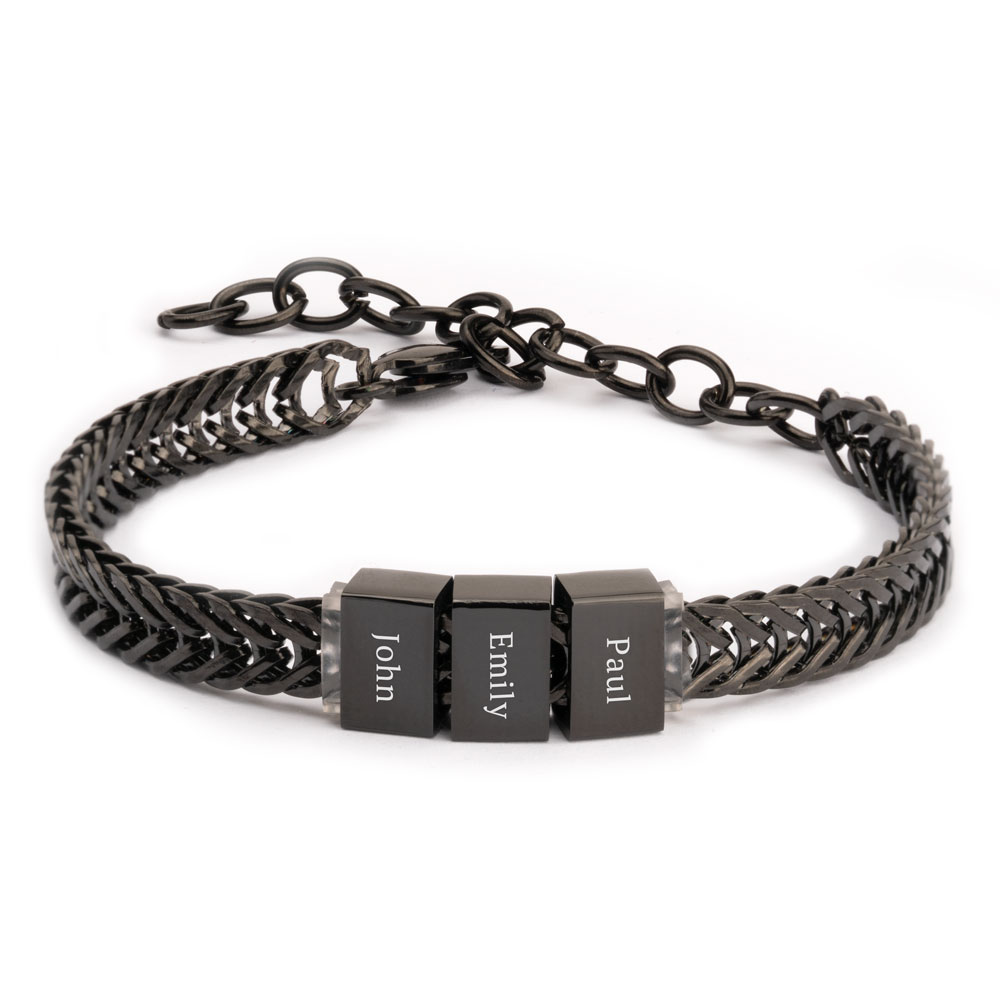 Black Engraved Bracelet For Men 