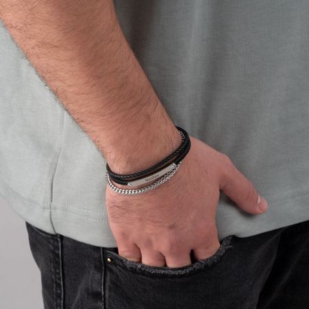 Engraved Two Tone Bracelet For Men