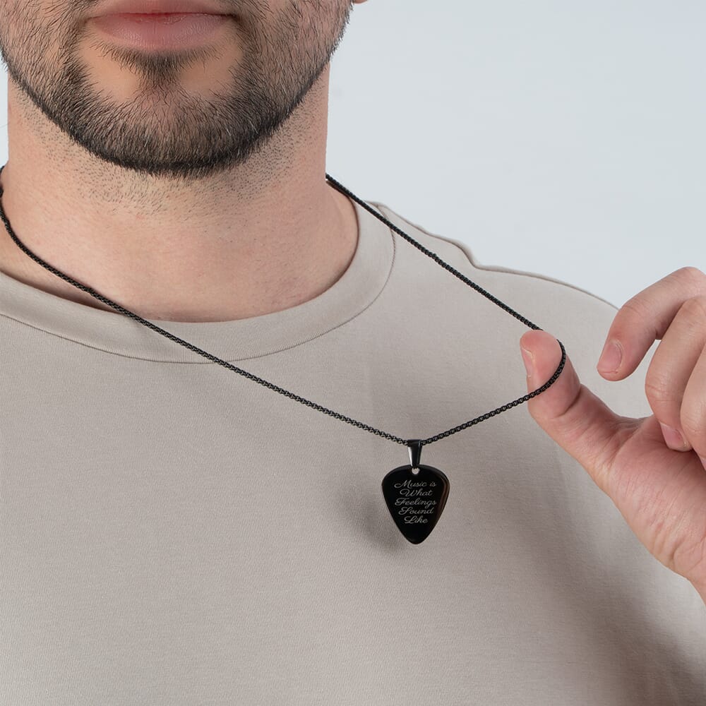Black Custom Guitar Pick Necklace