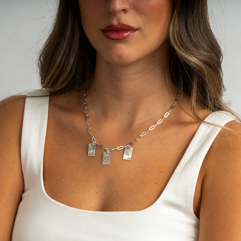 Multiple Fingerprint Charm Necklace