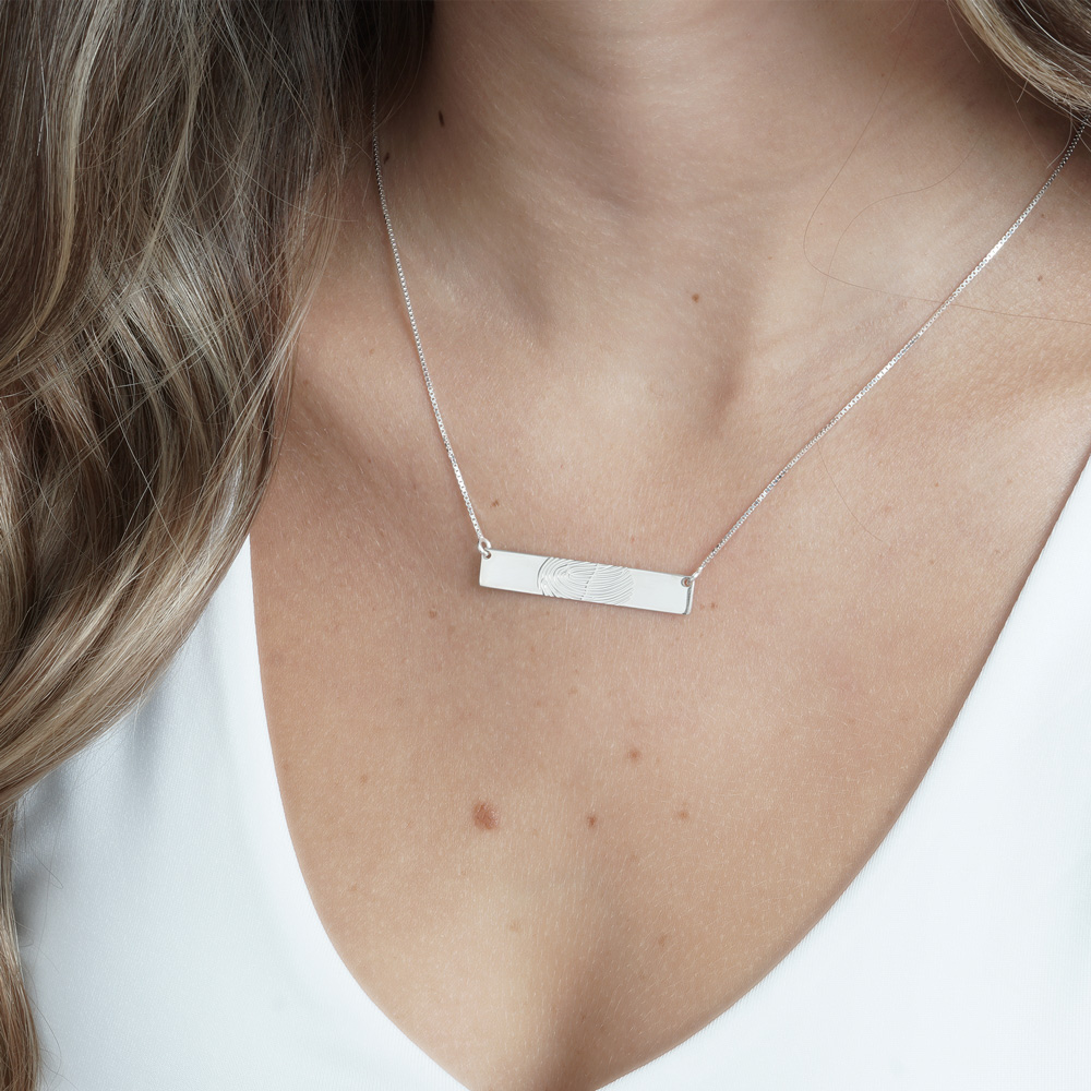 Horizontal Bar Fingerprint Necklace