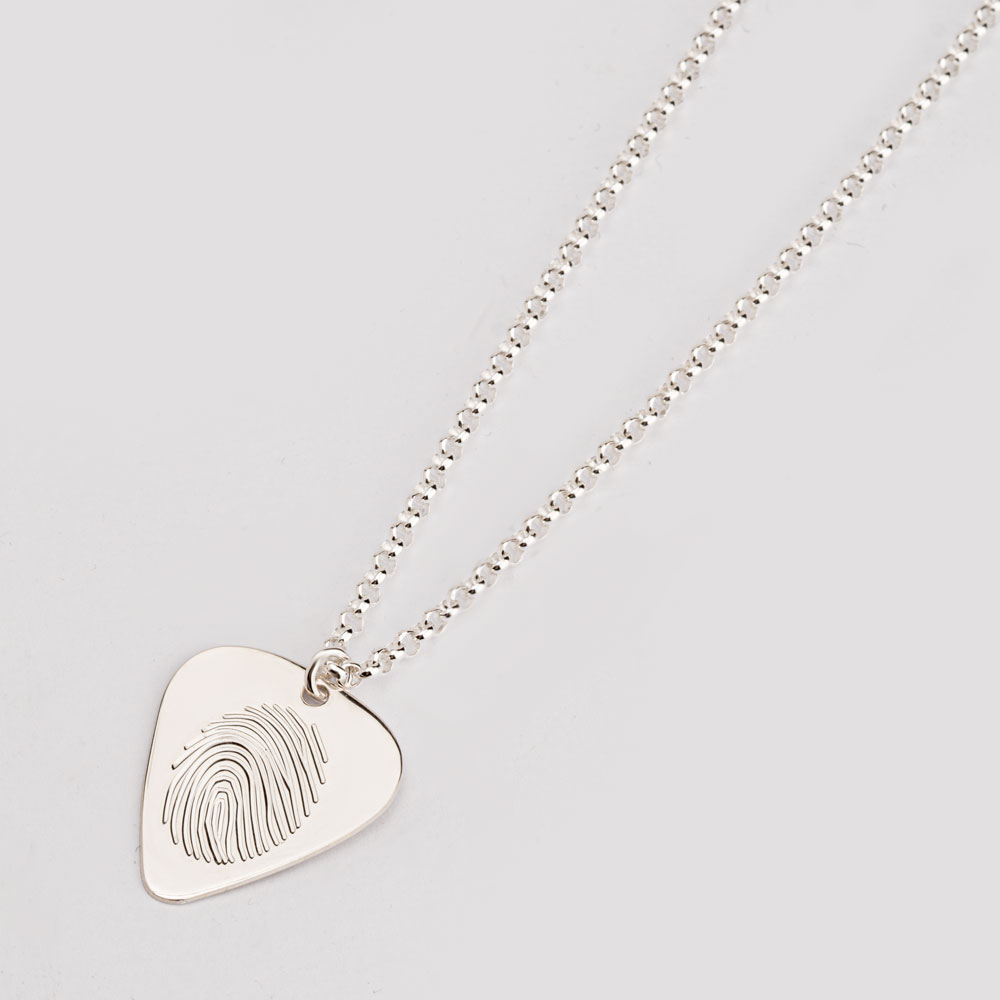 Guitar Pick Fingerprint Necklace