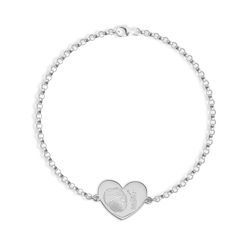 Engraved Fingerprint Heart Bracelet
