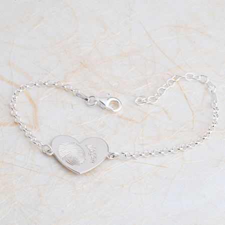 Engraved Fingerprint Heart Bracelet