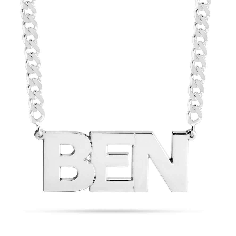 Extra Thick Name Necklace with Cuban Chain