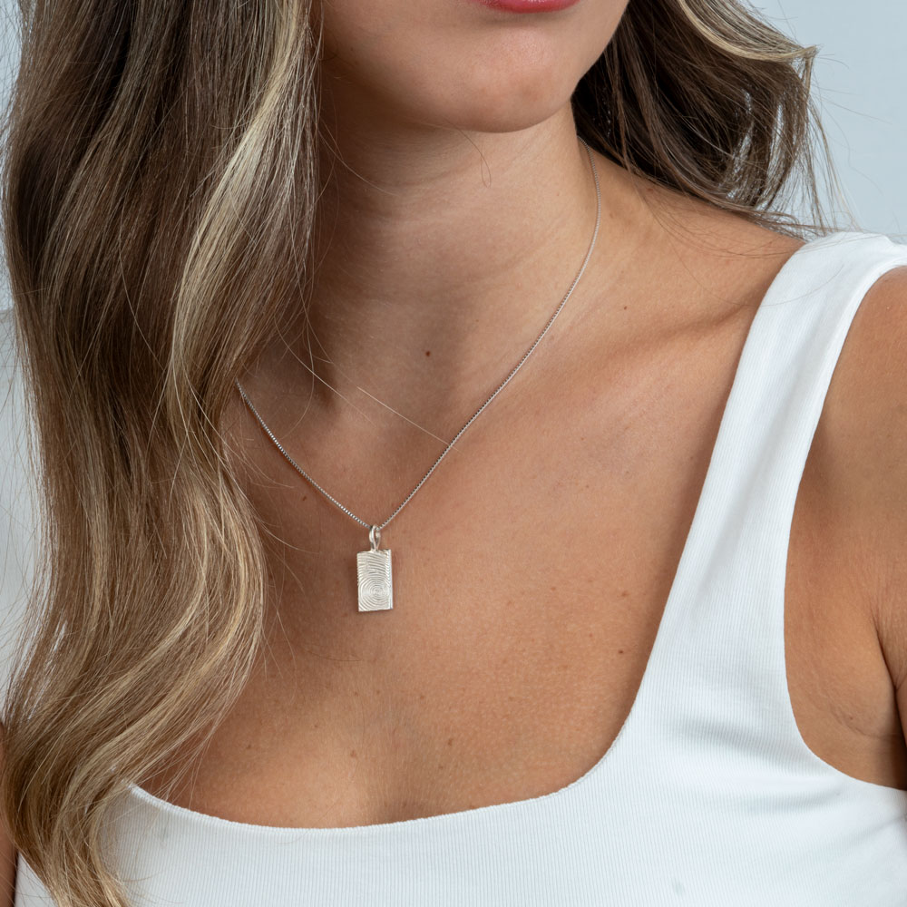 Custom Fingerprint Pendant - Small Rectangle