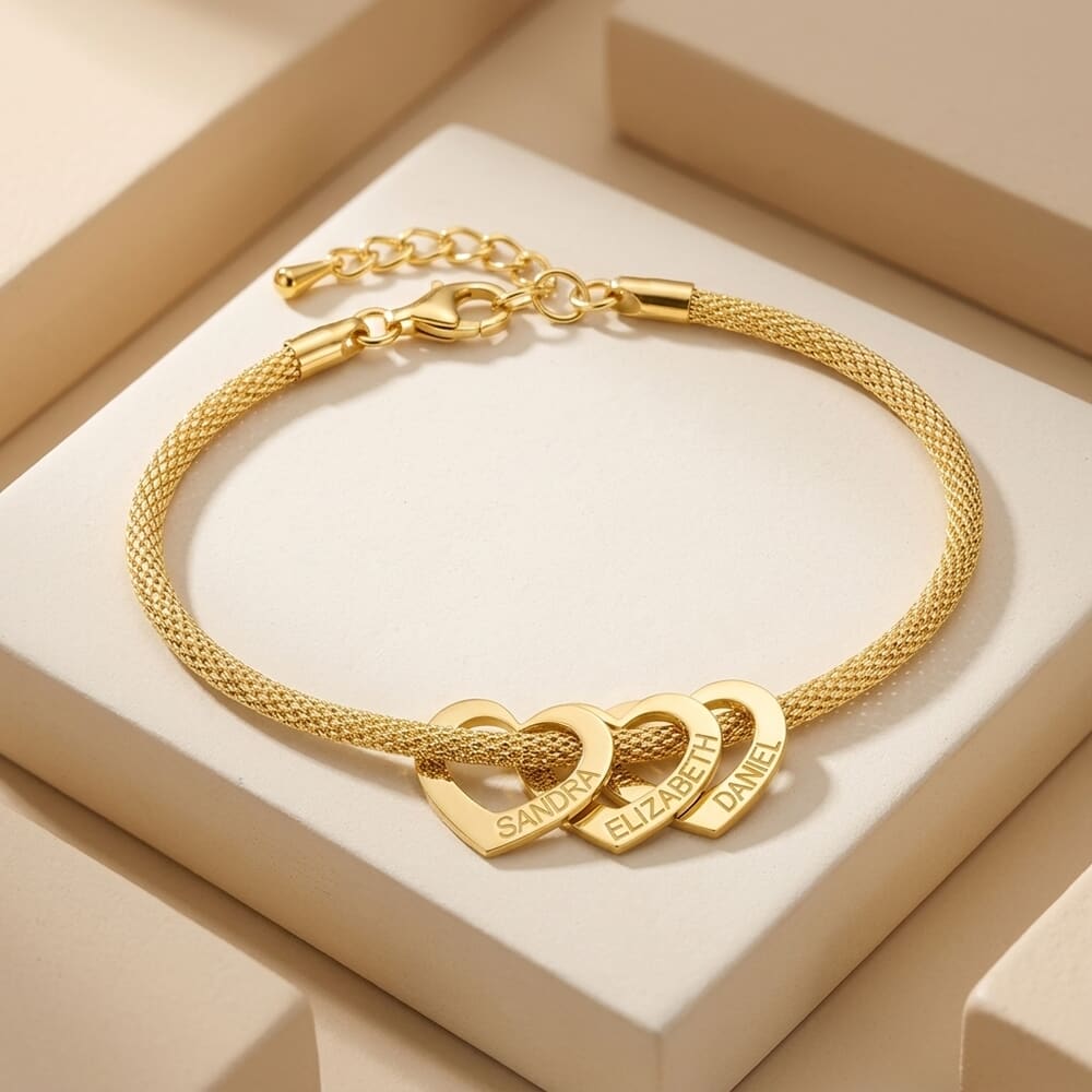 Heart Bracelet for Moms with Kids Names 