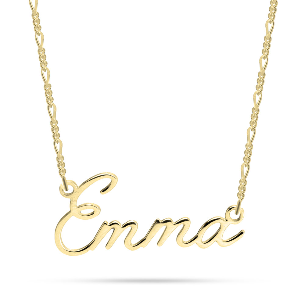 Calligraphy Name Necklace with Figaro Chain