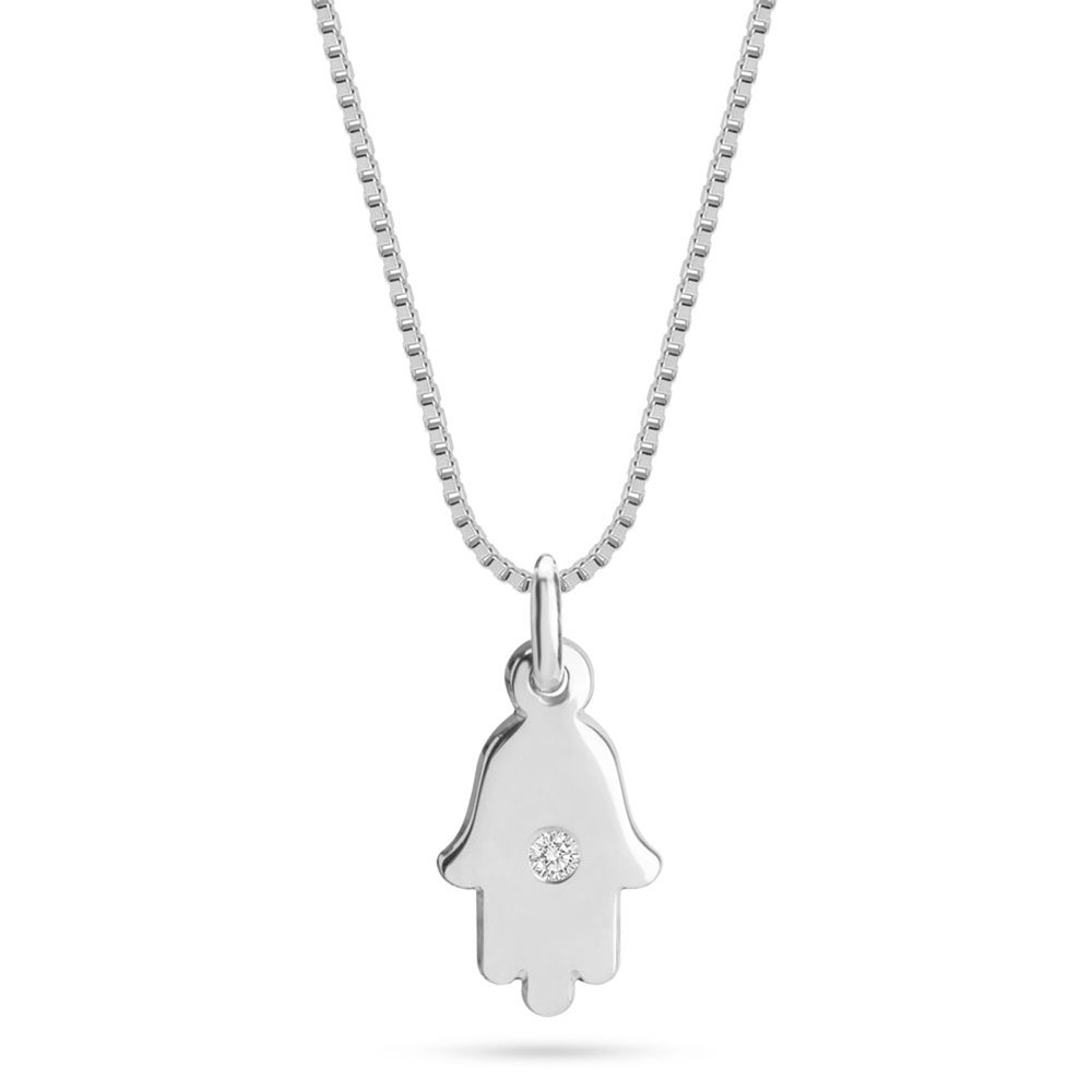 Dainty Diamond Hamsa Necklace