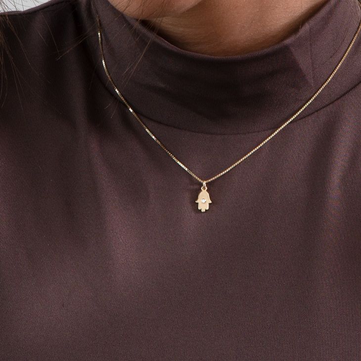 Dainty Diamond Hamsa Necklace