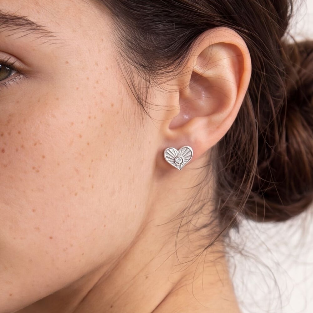 Boucles d'oreilles Cœur avec Diamant