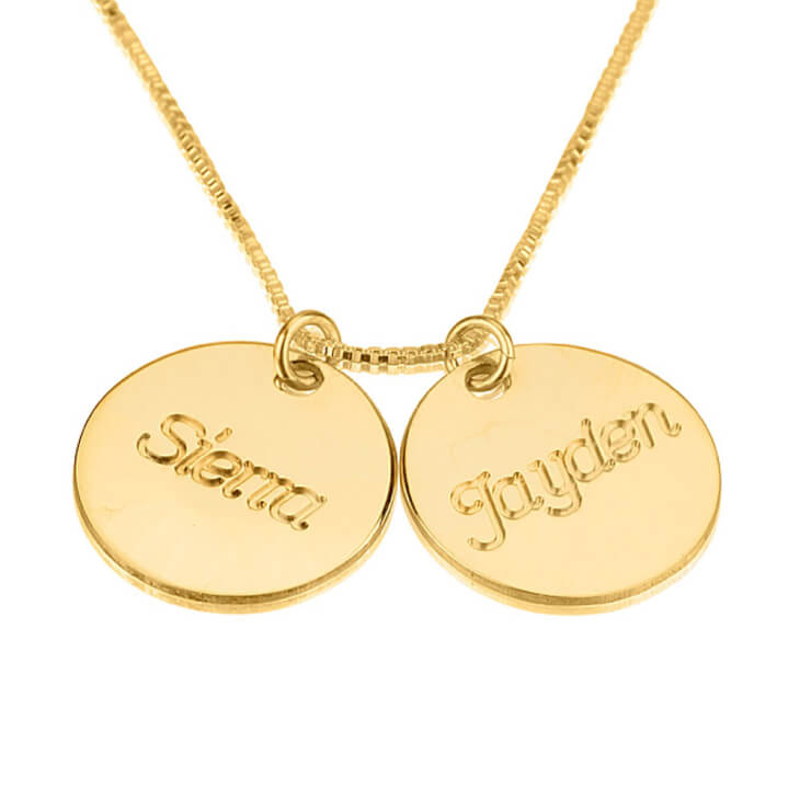 24K Gold Plated Two Circle Necklace with Names Order Now!
