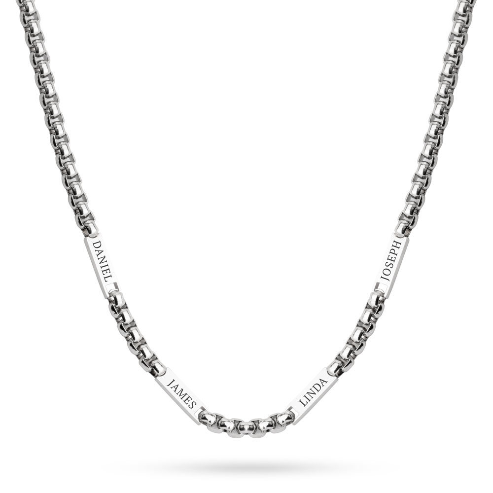 Men's Necklace With Names - Thick Box Chain