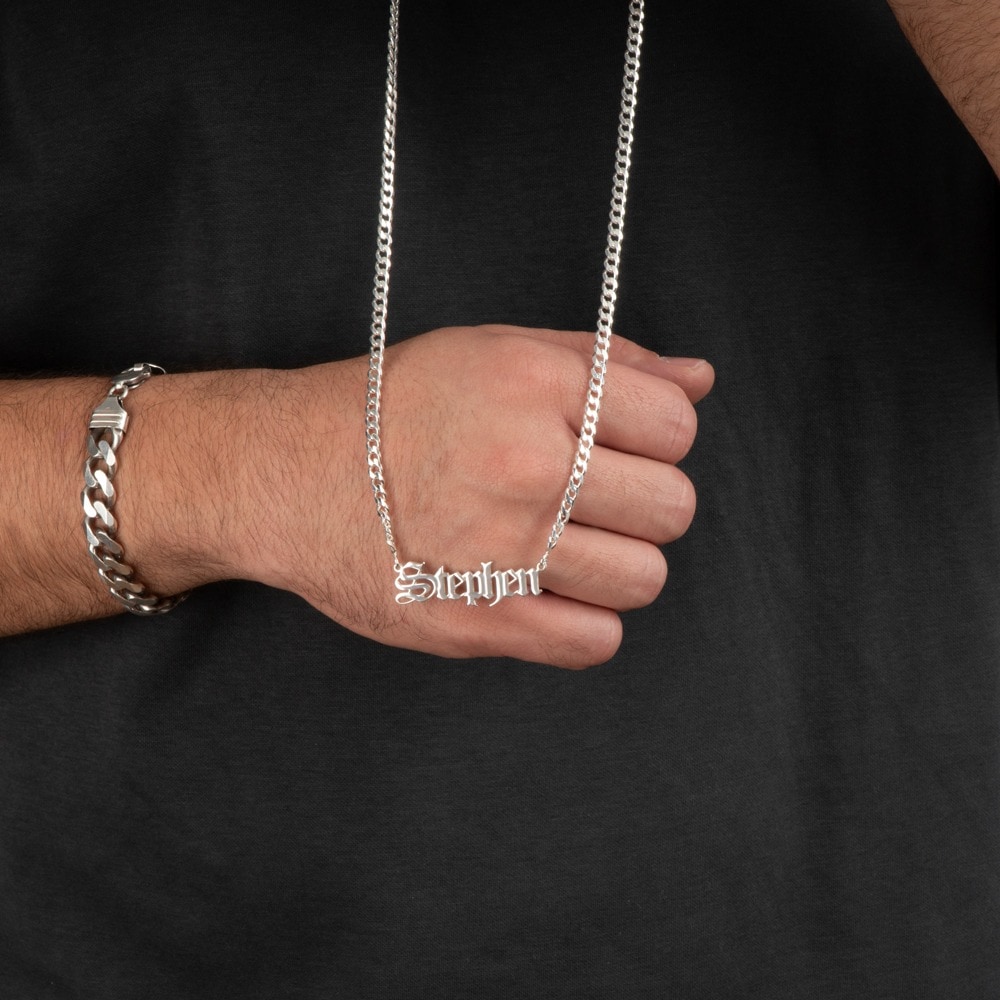 Cuban Gothic Men's Name Necklace