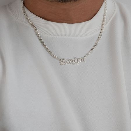 Cuban Gothic Men's Name Necklace