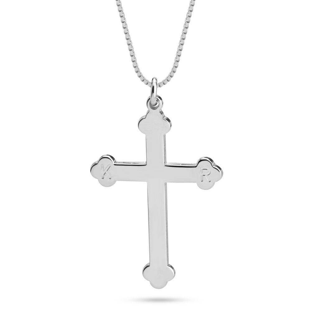 Bottoni Cross Necklace with Double Initials