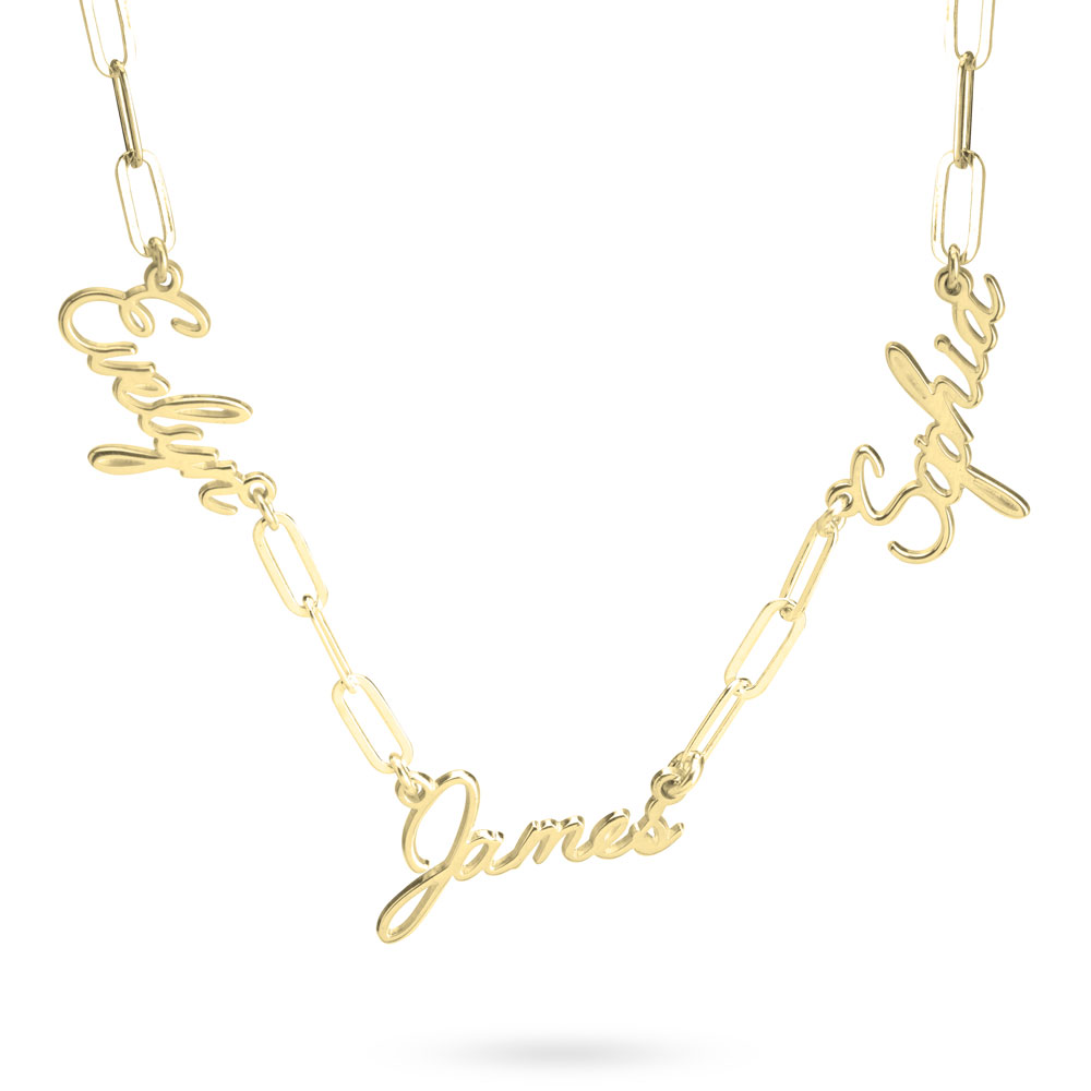 Multi Name Necklace - Paperclip Chain