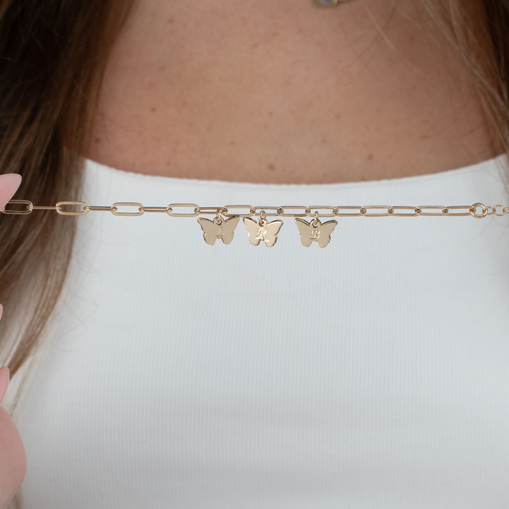 Multiple Butterfly Initials Bracelet