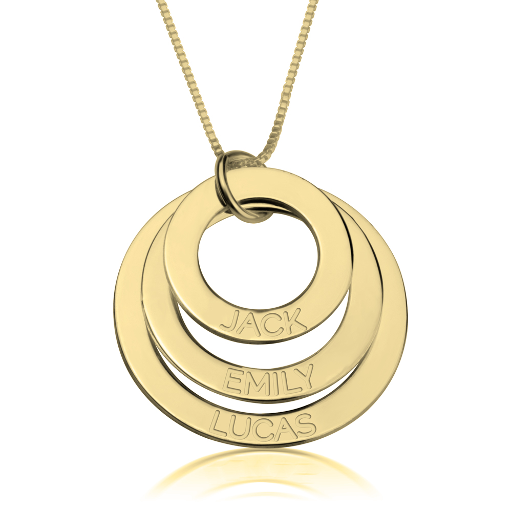 Collier d'Anneaux Gravés pour Mamans en Plaqué Or 