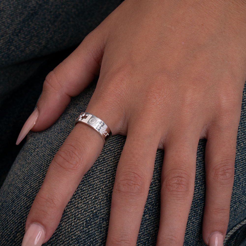 Cutout Cross Ring with Custom engraving