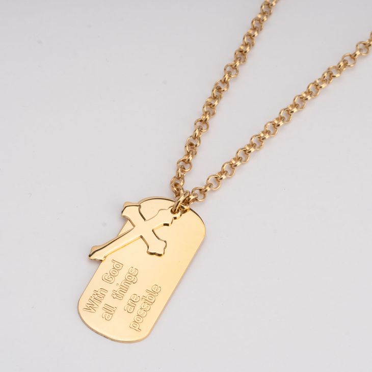 Engraved Cross and Dog Tag Necklace For Him information
