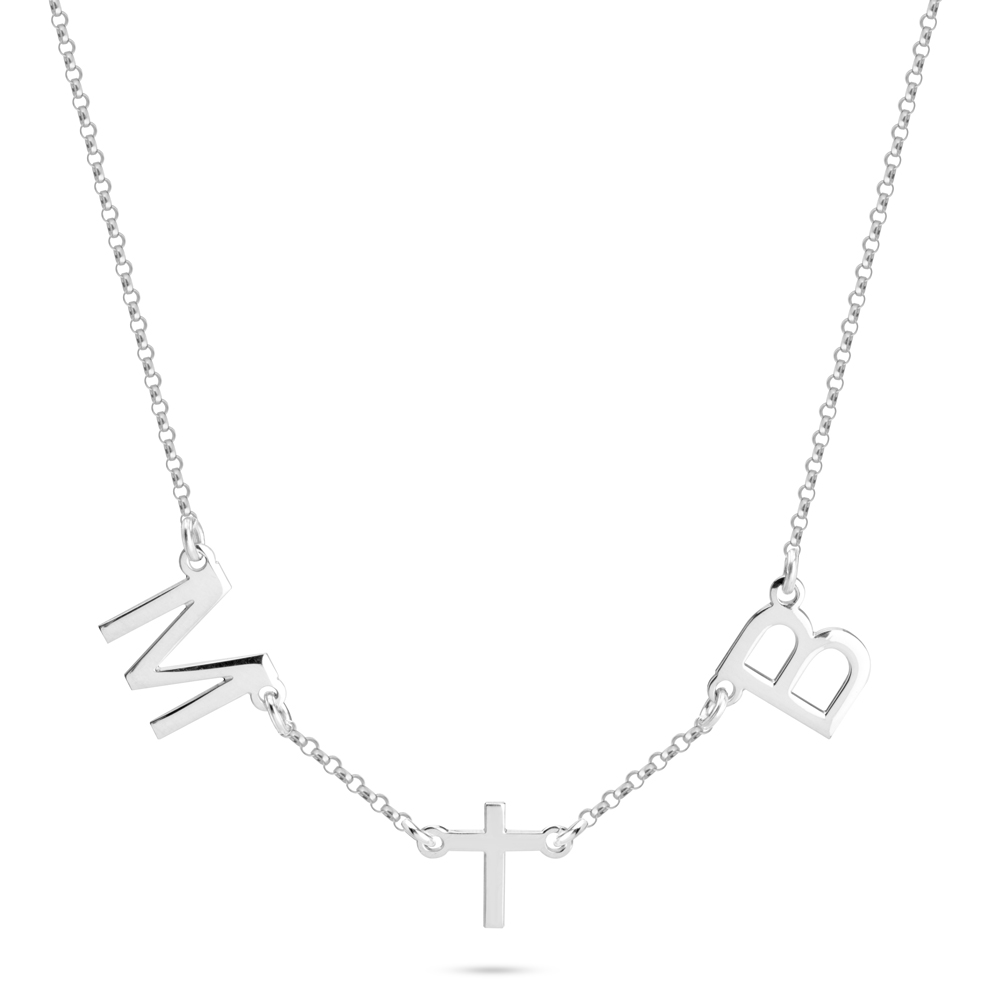 Double Initial and Cross Necklace