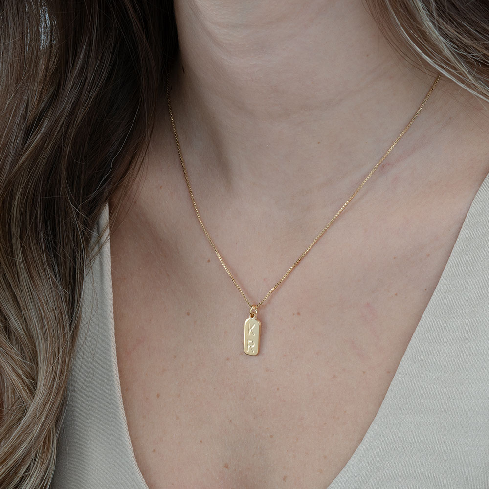 Two-Initial Vertical Bar Necklace