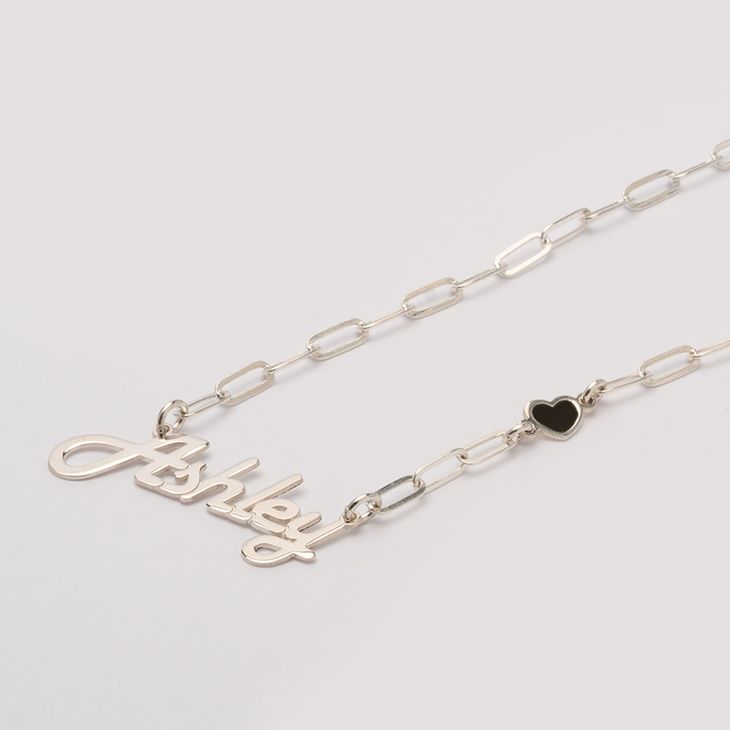 Paperclip Name Necklace with Heart Charm - Picture 3