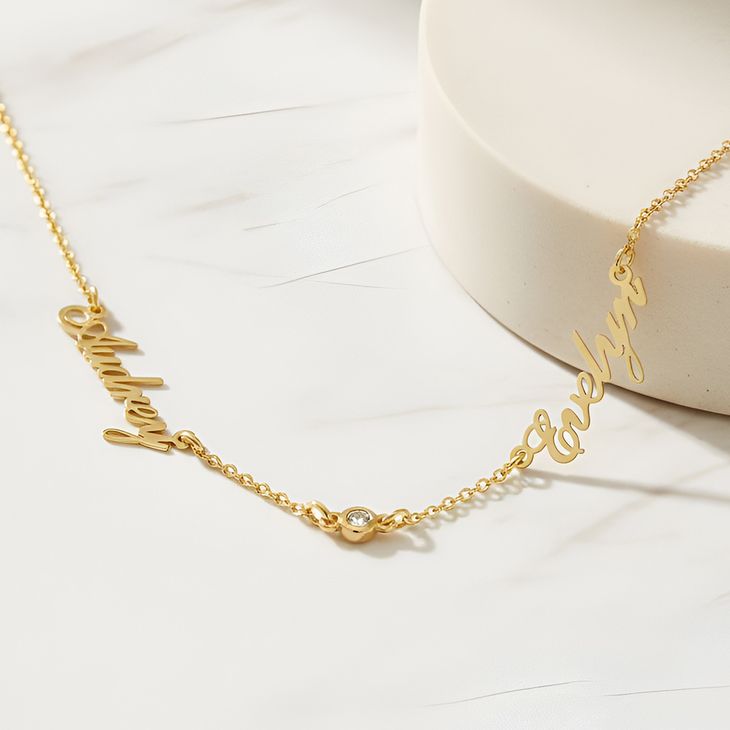 Multiple Diamond Name Necklace - Picture 2