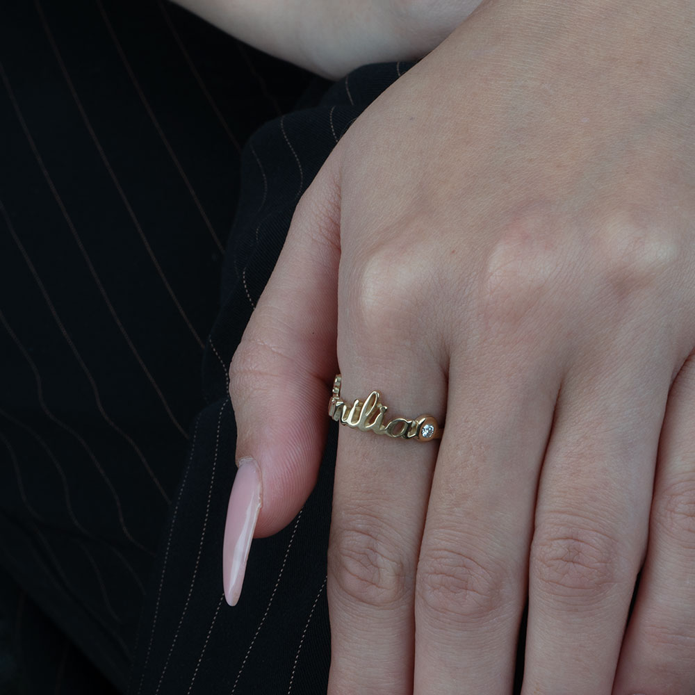 Custom Diamond Name Ring