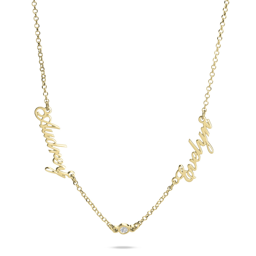 Double Diamond Name Necklace