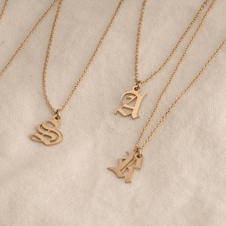 Dainty Gothic Initial Necklace information