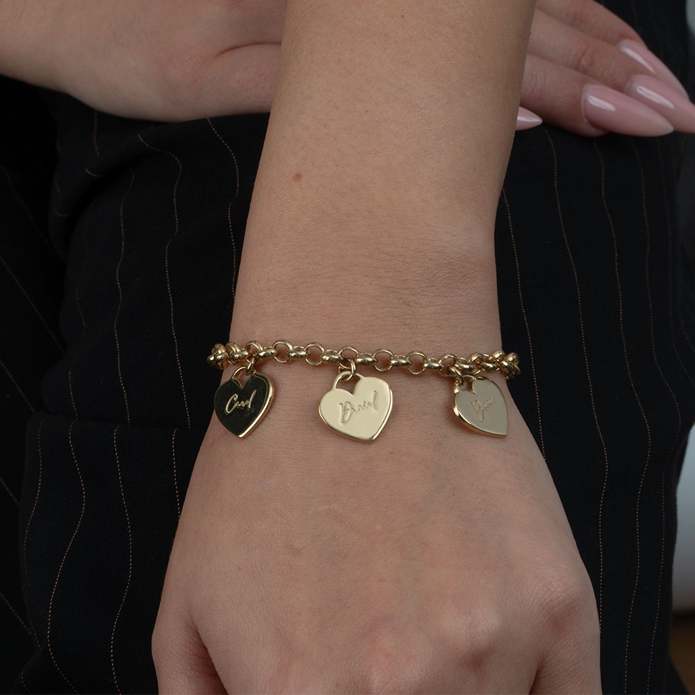 Personalized Bracelet for Mom With Engraved Hearts on a model