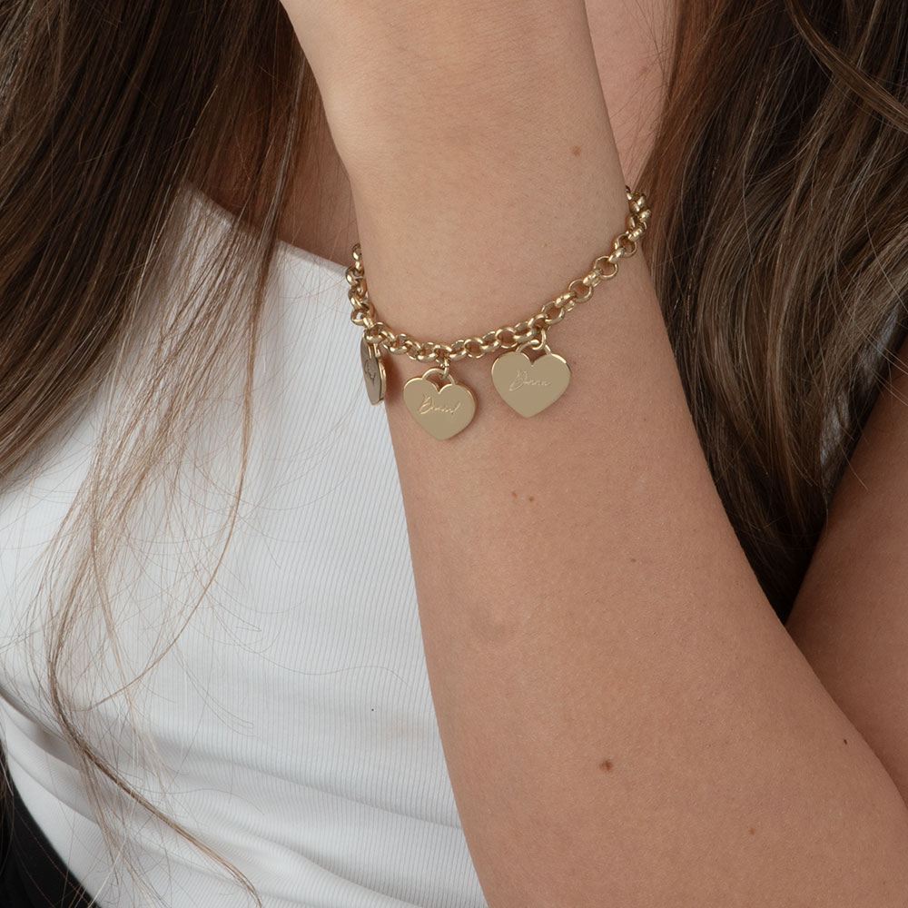 Personalized Bracelet for Mom With Engraved Hearts on a model - 2